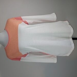 LIV Life Integrity Earth Orange Pink White 3/4 Sleeve Crew Neck T-Shirt M